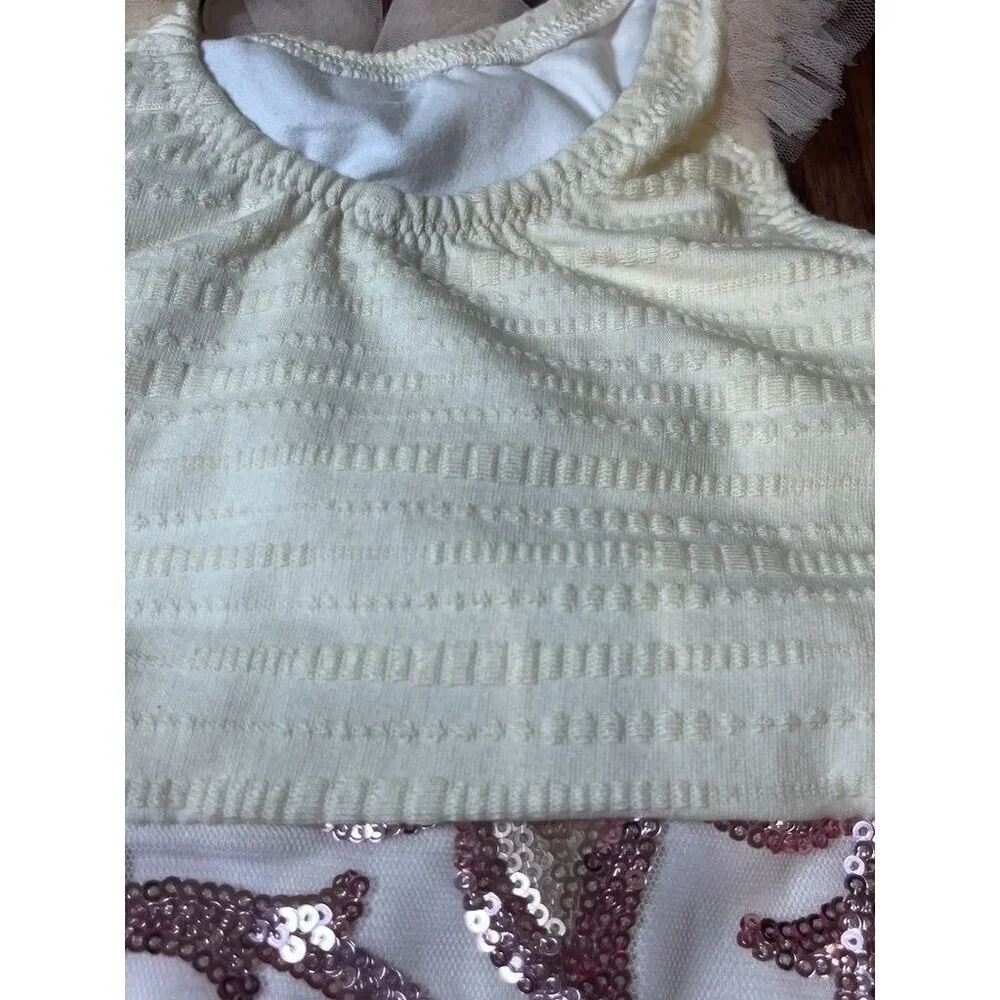 Sequin Glam Romper 3M Pink‎ Tulle Western Boho Hippie Feminine Festive Holiday